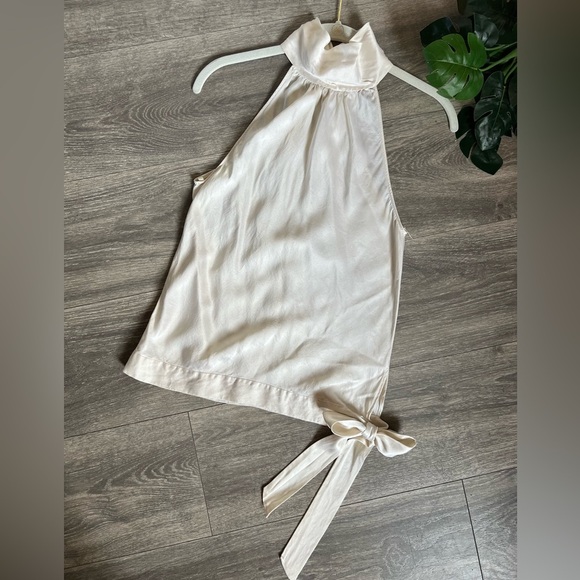 Vince silk sleeveless turtleneck side tie blouse size m - Picture 1 of 10